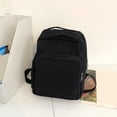 thumbnail image 4 of Canvas Square Backpack, Mini Casual Backpack, Solid Color Schoolbag for College Work Travel, Black, 4 of 10