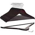 thumbnail image 2 of Quality Wooden Hangers - Slightly Curved Hanger Set in 10-Pack - Solid Wood Coat Hangers with Stylish Chrome Hooks - Heavy-Duty Clothes, Jacket, Shirt, Pants, Suit Hangers (Mahogany, 10), 2 of 6