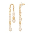 thumbnail image 2 of Time and Tru Women's Gold Tone Linear Earrings with Faux Pearl Accent, 2 of 5