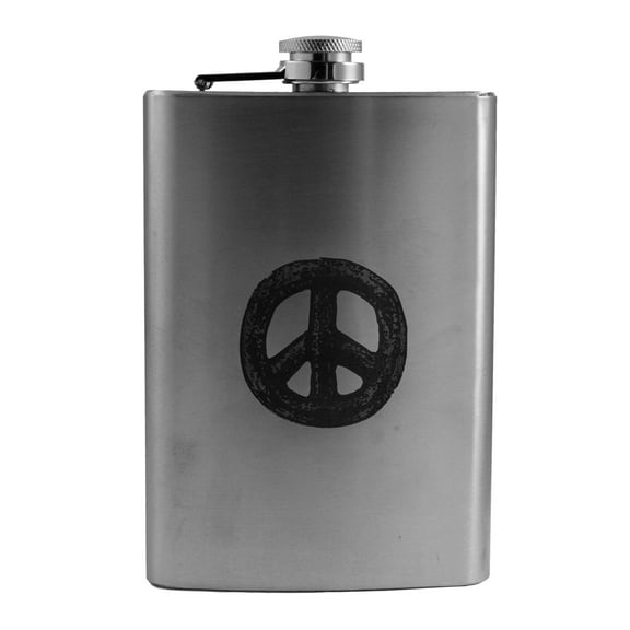 8oz Rustic Peace Flask L1