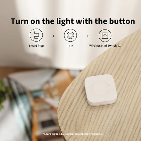T1 Mini Switch Wireless Control Center- Requires Aqara Hub, Supports Apple HomeKit, Alexa, SmartThings - White