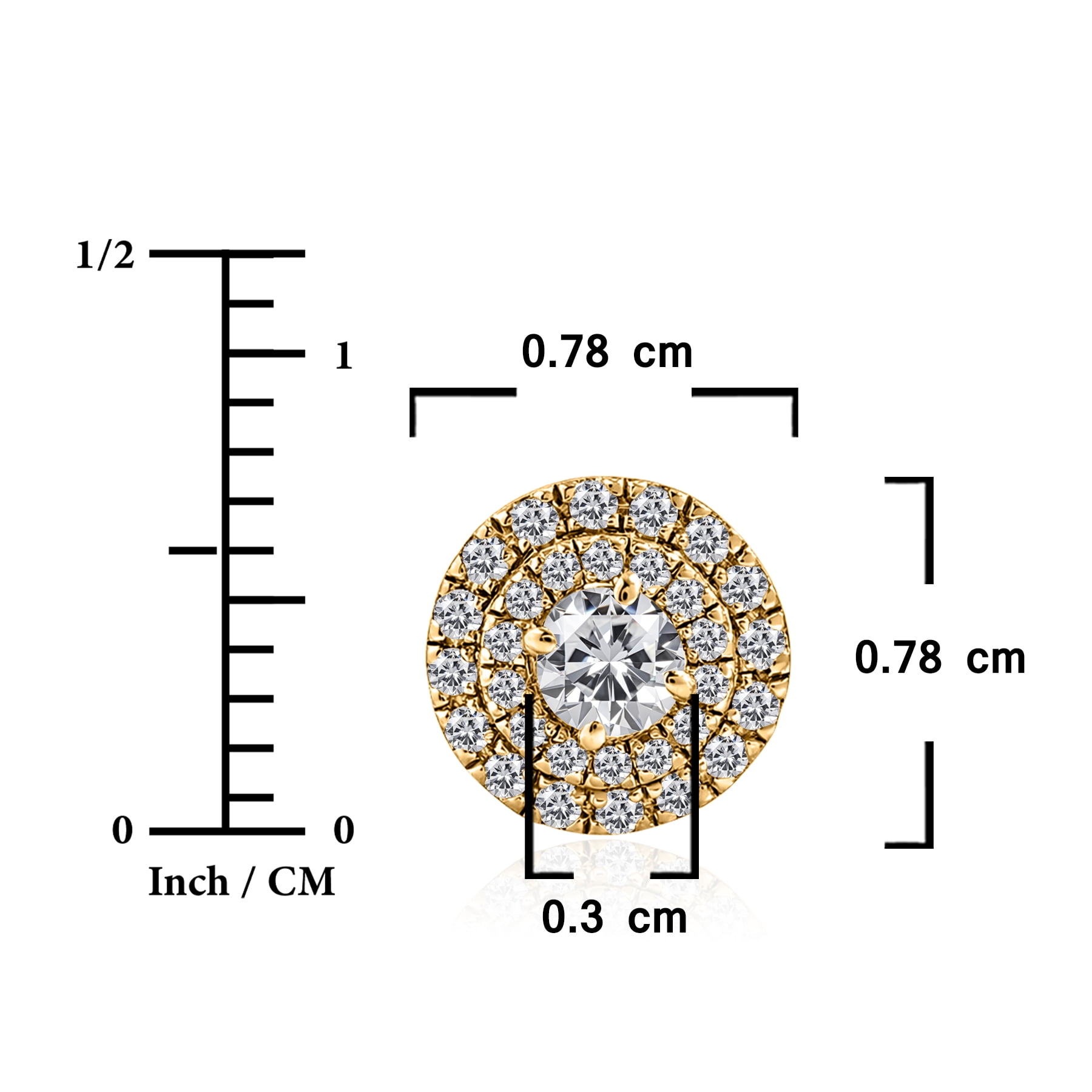 JeenMata Lab Grown Diamond Halo Stud Earrings - Round Cut Stud Earrings for Women in Yellow Gold Plating