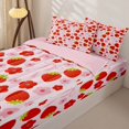 thumbnail image 3 of Erosebridal Sweet Strawberry Motif Zipper Twin Comforter Sets with Fitted Sheet and 2 Pillowcases,Delicate Floral Pattern Zipper Bedding Set,Pink Red,Pink Reversible, 3 of 6
