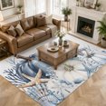 thumbnail image 3 of Coastal Fall Area Rugs 5'x7', Washable Small Throw Rugs for Laundry Room Playroom, Thanksgiving Blue Pumpkins Starfish Coral Indoor Outdoor Rug Non-Slip Low Pile Carpet Runner Reversible Floor Mats, 3 of 8