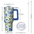 thumbnail image 2 of OBREWU Blue Pioneer Flower Tumbler with Handle and Lid,Blue Pioneer Flower 40oz Double Wall Vacuum Insulated Tumbler,Cups Gift for Women and Men, 2 of 7