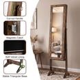 thumbnail image 4 of LIVIZA Mirrored Standing Jewelry Armoire Cabinet with Hooks & Storage Shelves, Full-Length Mirror Jewelry Organizer，Brown, 4 of 8
