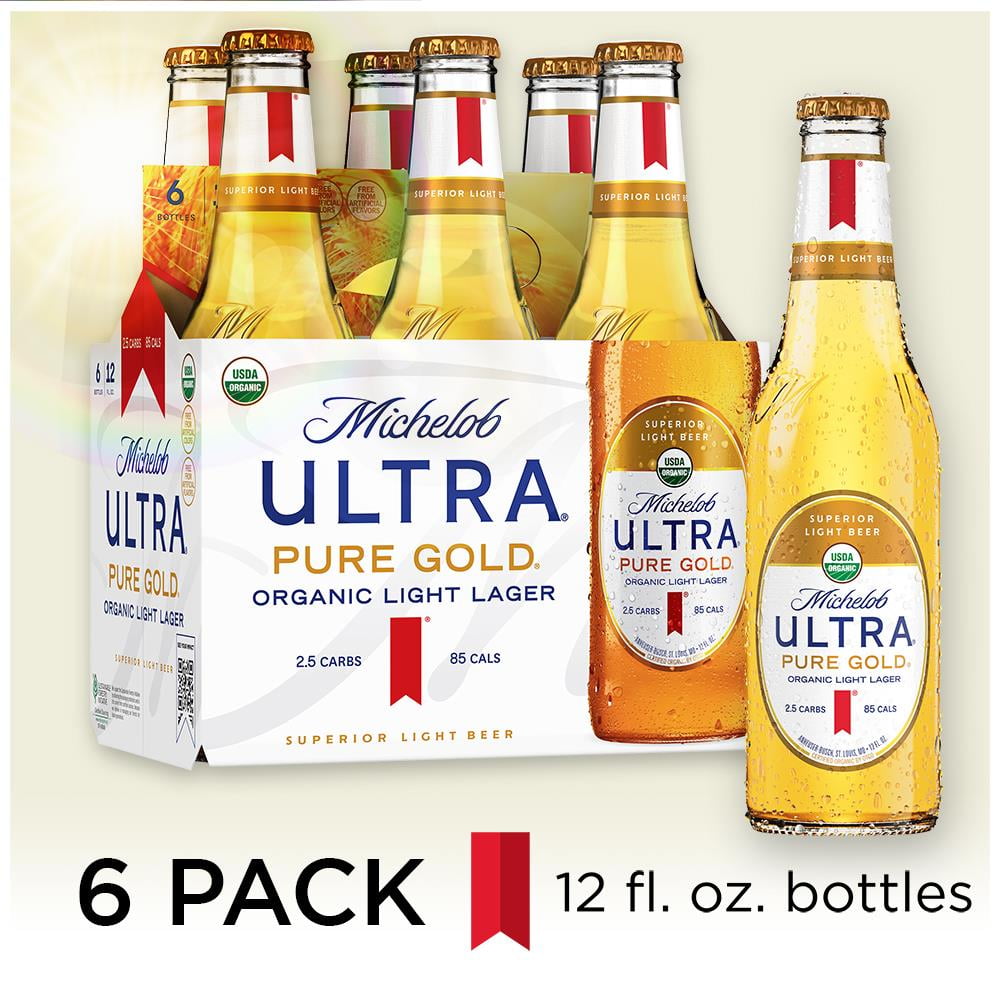 Michelob Ultra Pure Gold Organic Light Lager, 6 Pack Beer, 12 FL OZ