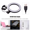 thumbnail image 4 of Lampe Vidéo Mini LED de 20 Cm/8 Pouces avec Anneau Lumineux, 3 Modes de Luminosité Réglables, Alimentée par USB avec Adaptateur Flexible pour Diffusion en Réseau, Selfie, Maquillage Facial, 4 of 7