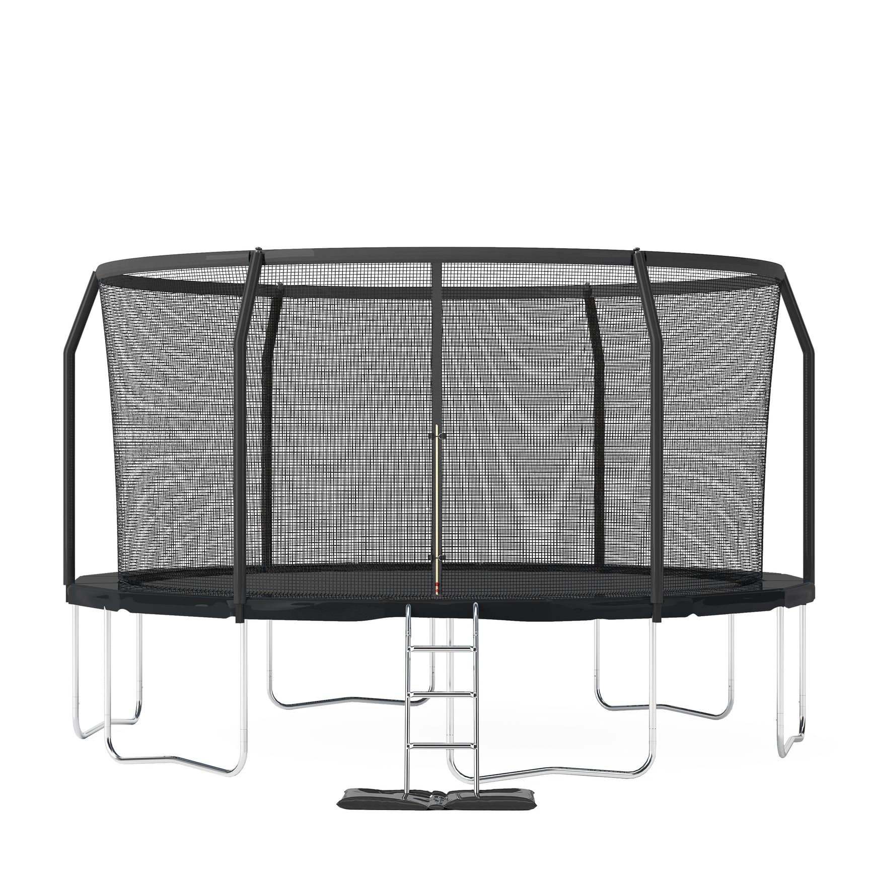 12ft Black Round Trampoline with Enclosure and Ladder