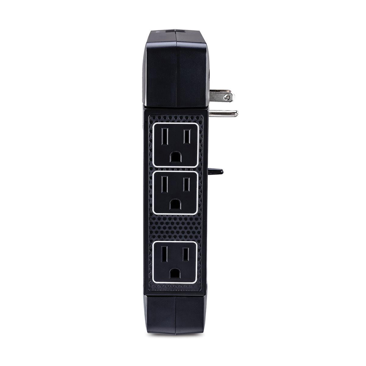 CyberPower HT600WSU2A 6-Outlet 500V Wall Mount Surge Protector, Black