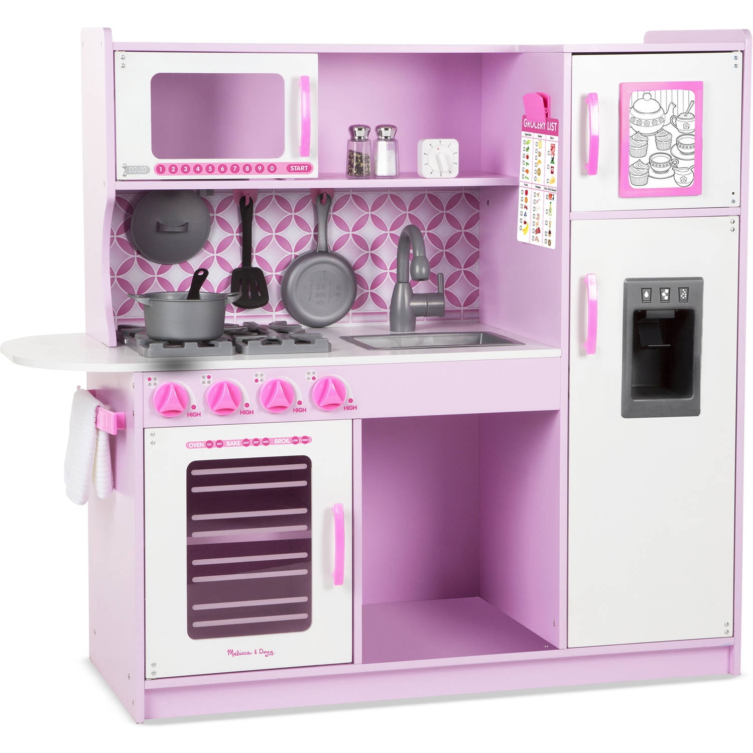 pink and white wooden kitchen
