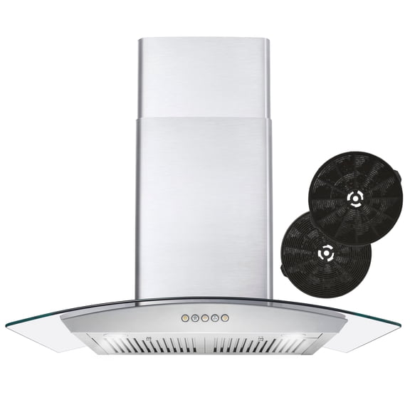 30 in. Vista Collection Ductless Wall Mount Range Hood, Button Controls, LED Lights, Stainless Steel