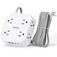 thumbnail image 1 of Protector contra sobretensiones para regleta de alimentación: 8 tomacorrientes con 4 puertos de carga USB (2 USB C), adaptador de enchufe plano ultradelgado JcBlaon con cable de extensión trenzado de, 1 of 5
