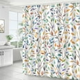 thumbnail image 2 of Boho Leaf Floral Shower Curtain, Spring Summer Modern Colorful Botanical Leaves Bohemian Fabric Shower Curtain Set with 12 Hooks, Bathroom Accessories Decor Cloth Curtain 72x72 Inches, 2 of 6
