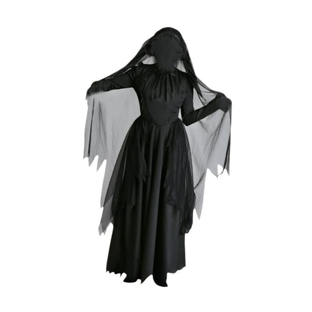 Disfraz de bruja de Halloween, disfraz elegante, decoración creativa, capa larga con capucha para M