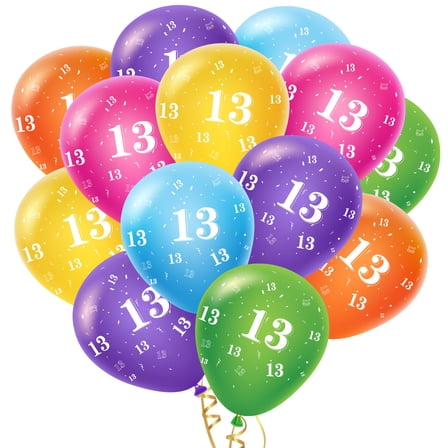 2ooya 13th Birthday Balloons Colorful Latex Balloons for Boys and Girls Birthday Parties Decorations Supplies, 50 Pieces