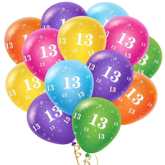2ooya 13th Birthday Balloons Colorful Latex Balloons for Boys and Girls Birthday Parties Decorations Supplies, 50 Pieces
