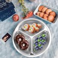 thumbnail image 2 of Shisuyan 3 Pcs Assiettes Rondes en Acier Inoxydable pour Souper, Séparées, Assiette de Restauration Rapide, Plats de Riz Argent (20 cm, 3 Compartiments), 2 of 9