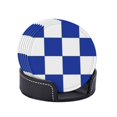 thumbnail image 4 of Blue And White Kentucky Checkerboard Coasters With Leather Holder Set Of 6 Round Coasters for Home and Kitchen Decor, 4 of 7