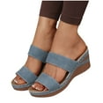 thumbnail image 4 of Blue Casual Ladies Fish Mouth Wedge Slippers With Thick Bottom Design For Summer Comfort Great For Daily Use, 4 of 9