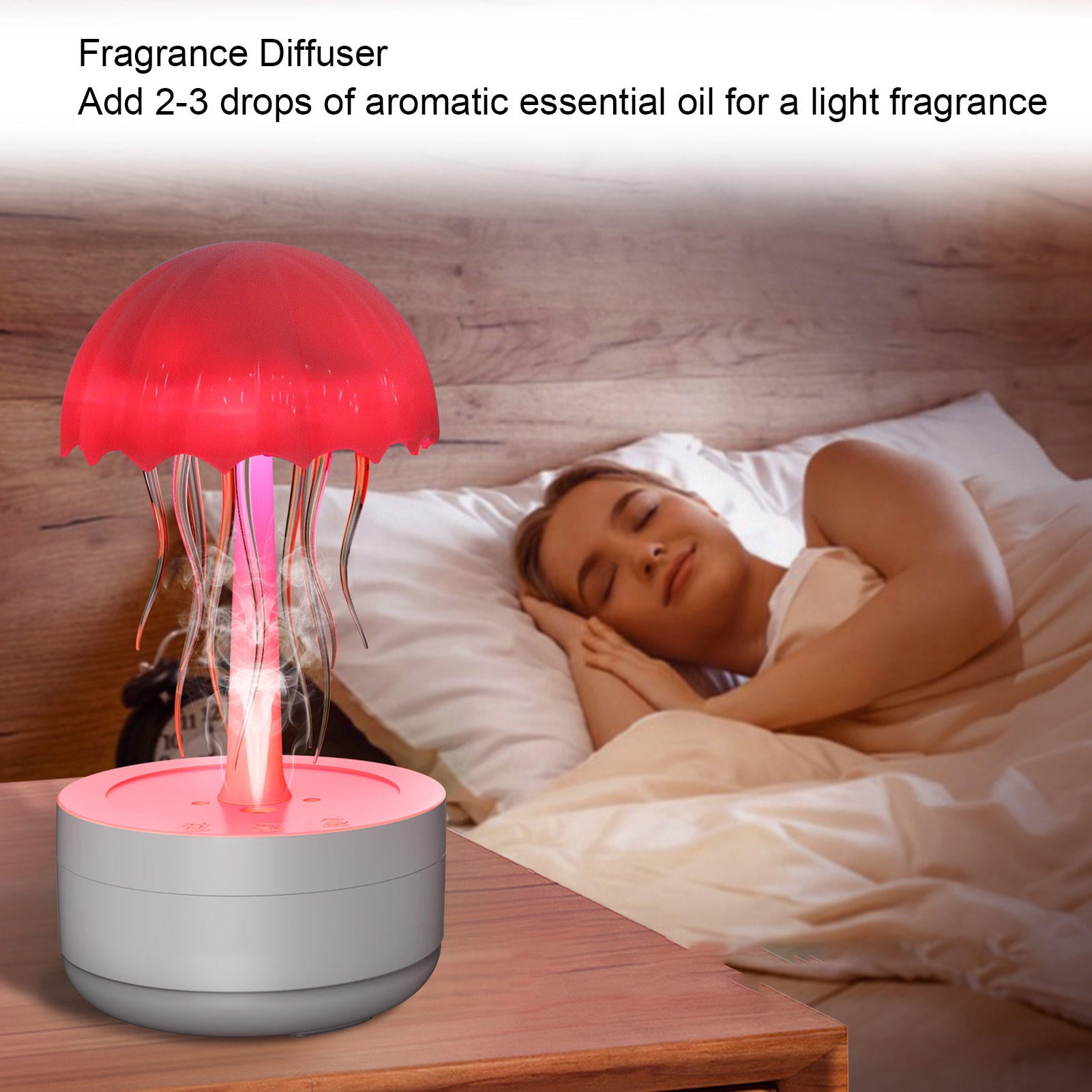 Suodoka 300 ml Jellyfish‑Shaped Humidifier & Diffuser with 7‑Color LED Night Light, Silent 30 dB, 12‑Hour Auto‑Shutdown
