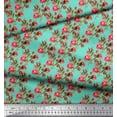 thumbnail image 3 of Soimoi Green Moss Georgette Fabric Leaves & Ranunculus Floral Print Print Sewing Fabric By the Yard 44 Inch Wide, 3 of 3