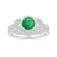 thumbnail image 4 of ANGARA Natural Aeon Emerald Halo Leaf & Vine Engagement Ring with Milgrain in 14K White Gold for Women (Size-6mm) | May Birthstone, Anniversary, Jewelry Gift for Women | Natural Emerald Ring, 4 of 9