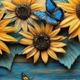 thumbnail image 6 of BCIIG Sunflowers Butterflies Round Tablecloth Stain-Resistant Washable Indoor Outdoor Restaurant Wedding Party Home Kitchen Farmhouse Dining 42"-46, 6 of 8