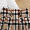 thumbnail image 6 of Odeerbi 3-10 Years Kids Girls Cotton Outfits Rib Knit Long Sleeve Tops with Plaid Pleated Skirt Two-piece Set Cute Lattice Print Skirt Set Kids Girls Clothes, 6 of 9