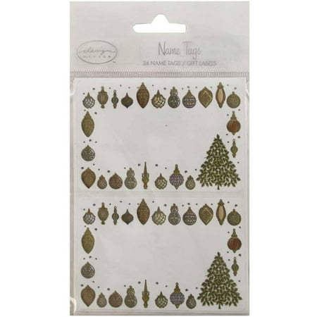 JAM Paper, Gold Christmas Ornament Sticker Gift Tag Labels (4" x 3"), 24 Labels per Pack