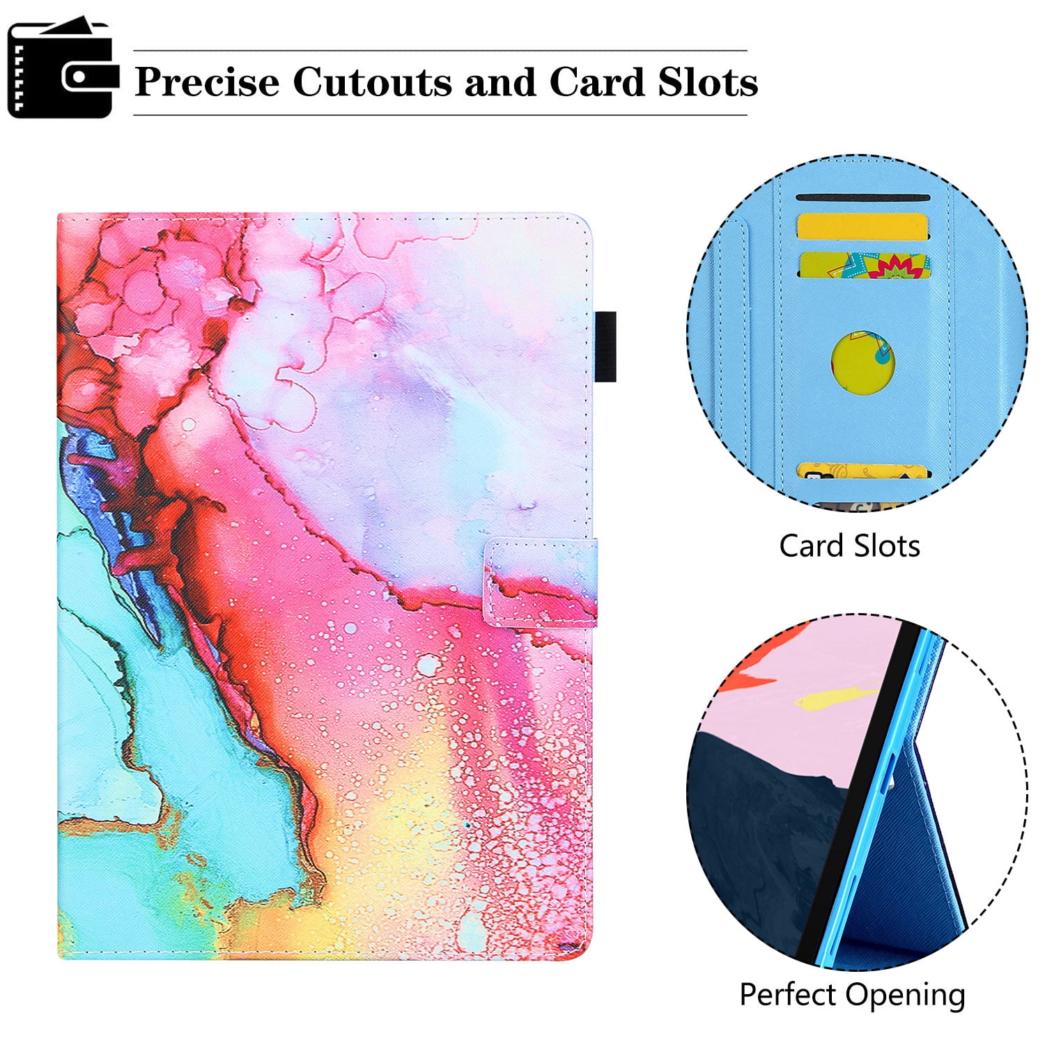 iPad Air 4th Gen Case 10.9", iPad Pro 11 Case 2021/2020/2018, Allytech PU Leather Slim Auto Sleep Wake Shockproof Kickstand Pencil Holder Case Cover for Apple iPad Air 4, iPad Pro 11,Colorful Painting