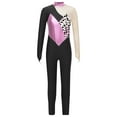thumbnail image 3 of Hansber Girls Long Sleeve Mesh Splice Dance Unitard Full Length Gymnastics Bodysuit Skinny Romper Pink 10, 3 of 7
