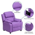 thumbnail image 2 of Deluxe Padded Contemporary Lavender Vinyl Kids Recliner with Storage Arms, 2 of 9