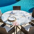 thumbnail image 6 of Ocean Starfish Round Tablecloth, Fitted Table Cover with Elastic for 45"-54" Round Tables, Summer Coastal Coral Flower Shells Table Cloth Outdoor Indoor Dinning Party Waterproof Tablecloths, 6 of 7