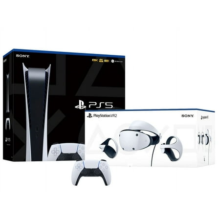 PlayStation VR2 and PlayStation_PS5 Video Game Console (Digital Version) Combowith Extra White Dualsense Controller