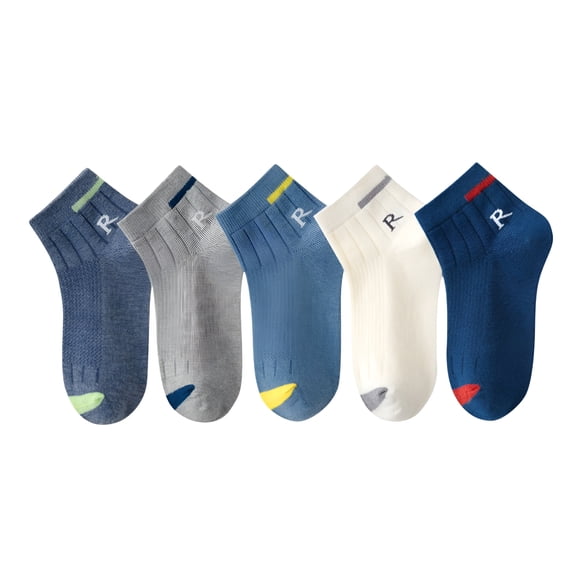 TELOLY Kids Socks, Toddler Socks, 5 Pairs Cotton Low Cut Socks for Kid Boys and Girls Dark Blue 9 T