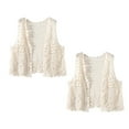 thumbnail image 5 of Women Crochet Sleeveless Vest Waistcoat Hollow Knit Geometric Cardigan Jacket, 5 of 10