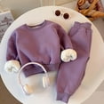 thumbnail image 2 of fatyb Boys Girls Winter Sweatsuit Fleece Lined Crewneck Pullover Sweatshirts Pants Kids Thick Clothes, 2 of 5