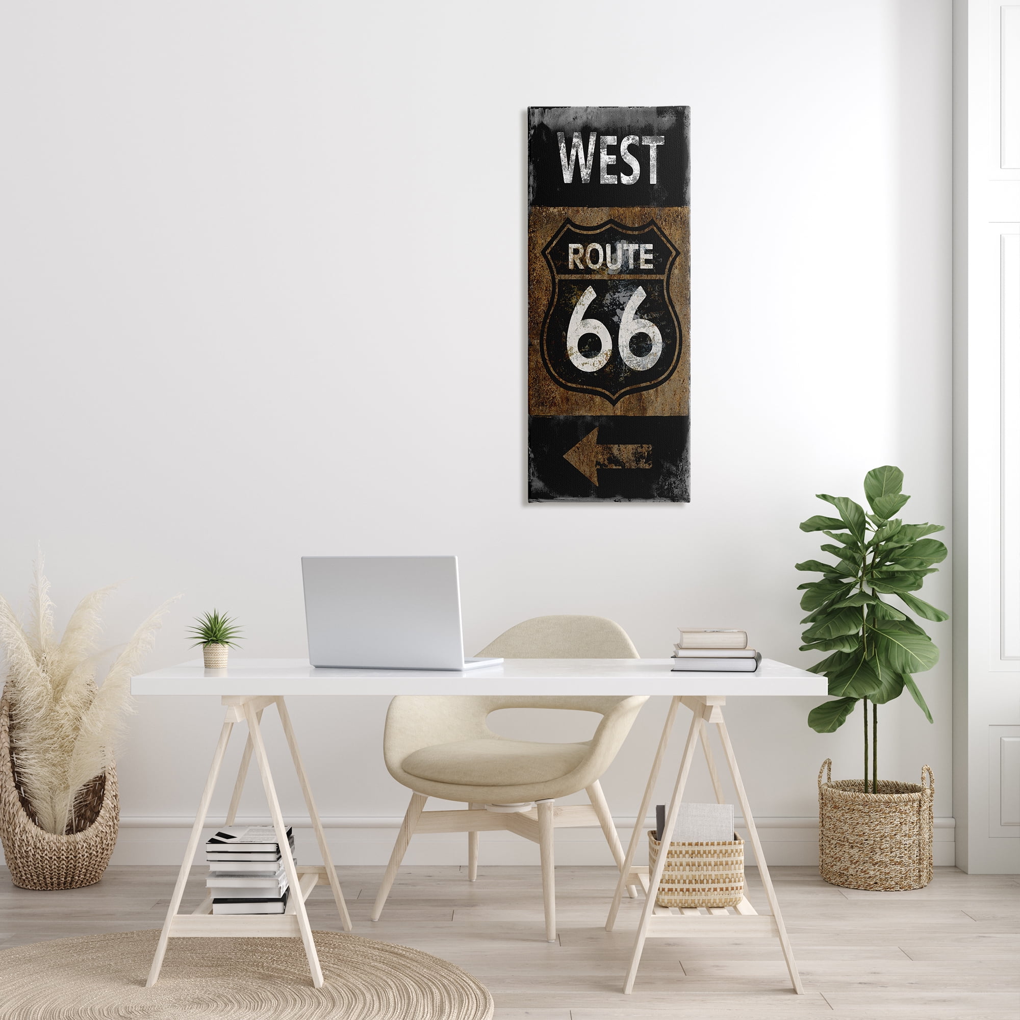 Stupell Industries Rustic Highway Route 66 Symbol Left Arrow Directional, 17 x 40, Designed by Luke Wilson