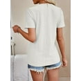thumbnail image 3 of 2024 Tops for Women Trendy Button V-Neck Casual Short Sleeve, Women's Summer Tops, 3 of 13