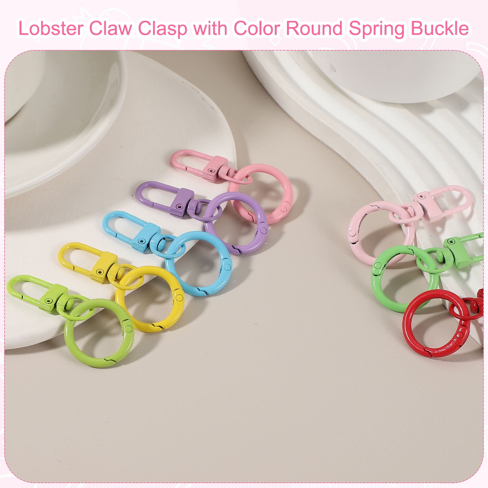 Uxcell 36 Pcs Lobster Claw Clasp, Colorful Metal Keychain Clasp Swivel Hooks with Spring Key Rings Trigger Clips for Bag Door Key Chains DIY Craft Jewelry Making, Orange