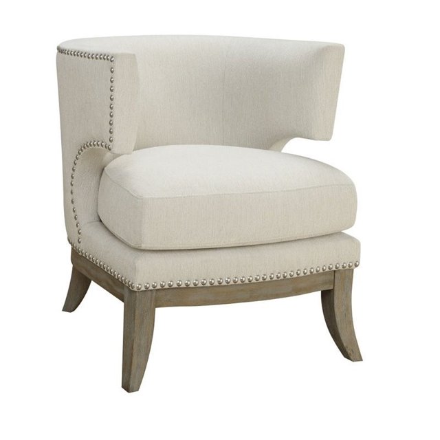 Coaster Fauteuil d'Appoint Rembourré Baril en Blanc