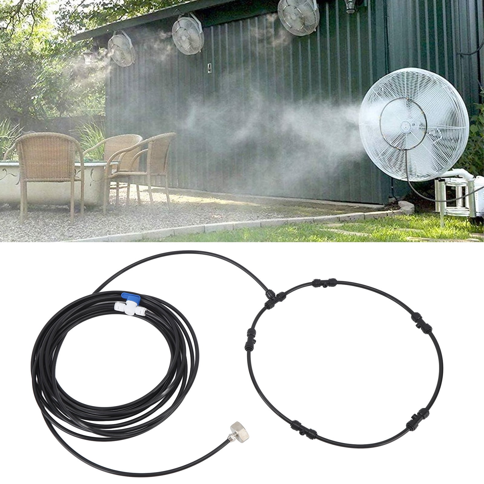 Fan Misting Kit, Fan Kit Water Spray Mist System With 26ft Misting Hose