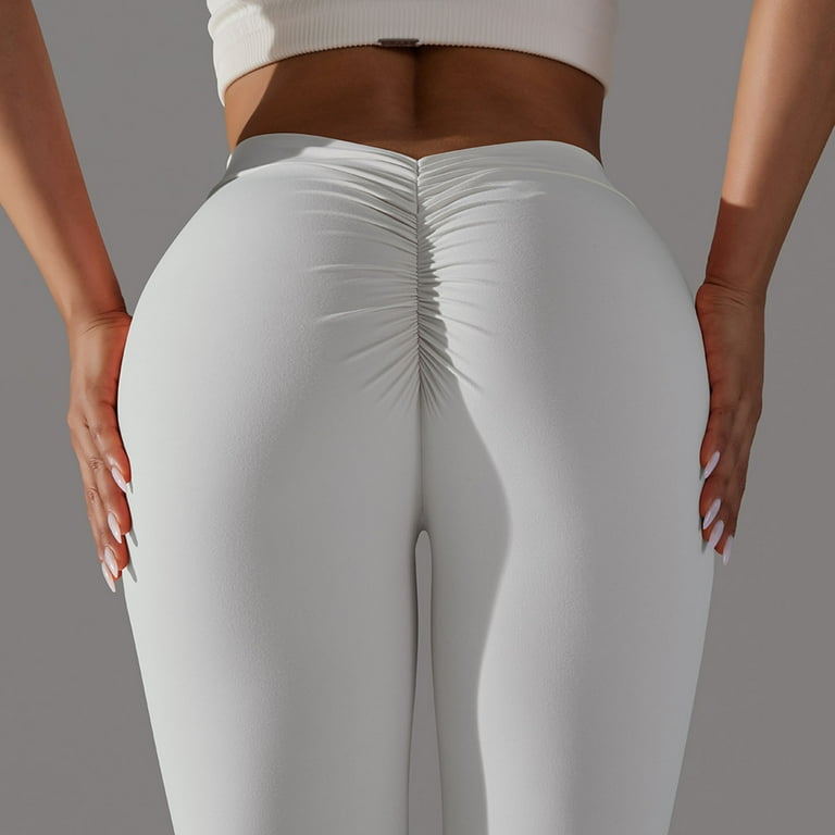 OzalCtree Nude White Yoga Pants Women Wear High Waist Hip-lifting Fitness  Pants Stretch Tight Running Sports Pants Summer