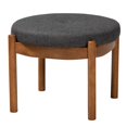 thumbnail image 2 of Baxton Studio Iliana Japandi Dark Grey Fabric and Walnut Brown Finished Wood Ottoman Footstool, 2 of 8
