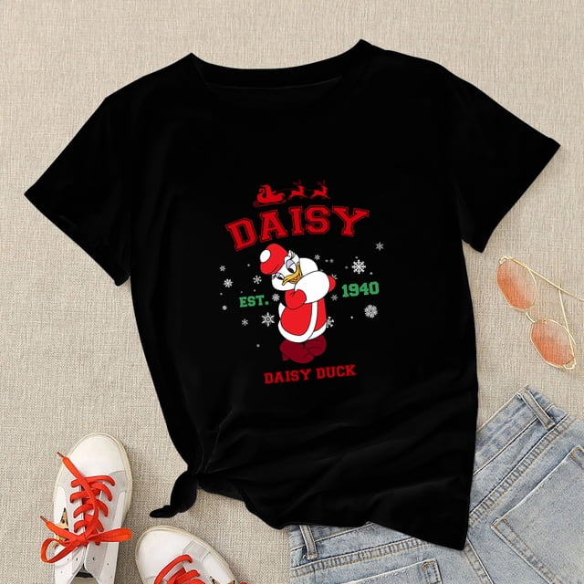Disney-Blusa de Mickey Mouse para Mujer, Ropa de estética navideña, manga corta, moda española negra, camisetas Harajuku de Navidad, 2022