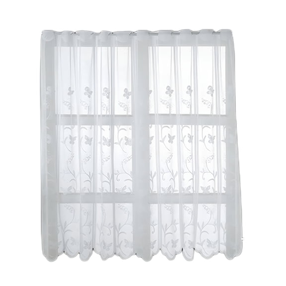 AUQ White Sheer Kitchen Curtains 29 inch Length Short Kitchen Tiers Light Filtering Rod Pocket Voile Transparent Half Window Curtains for Small Windows,Bathroom,24 x 29 inches Long,1 Panel