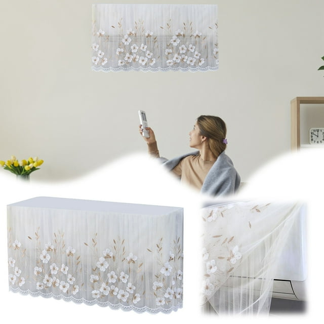 Housse Universelle de Climatiseur Mural 90 cm Housse de Climatiseur Coupe-Vent Universelle Rideaux Insonorisants Rideau 96 Pouces Rideau de Douche Robuste Rideau de Fenêtre d'Intimité Rideaux pour Chambre d'Enfants