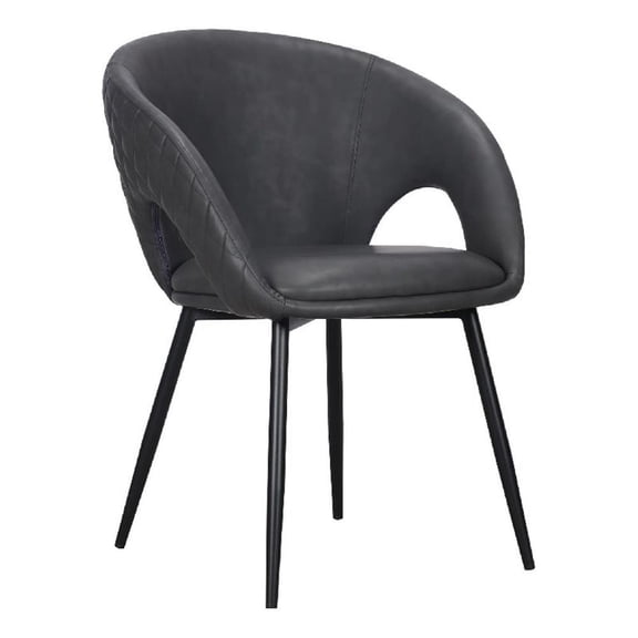 Moxy Dining Chair Set of 4- Dark Gray Faux Leather- Diamond Stitching