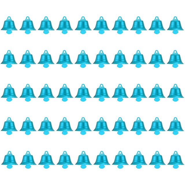 Unique Bargains Mini Jingle Bells 0.9' Metal Hanging Bells Blue 50Pack